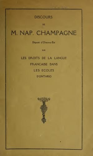 Speech printed in French. Cover page shows the title, along with the drawing of a flowered pedestal.